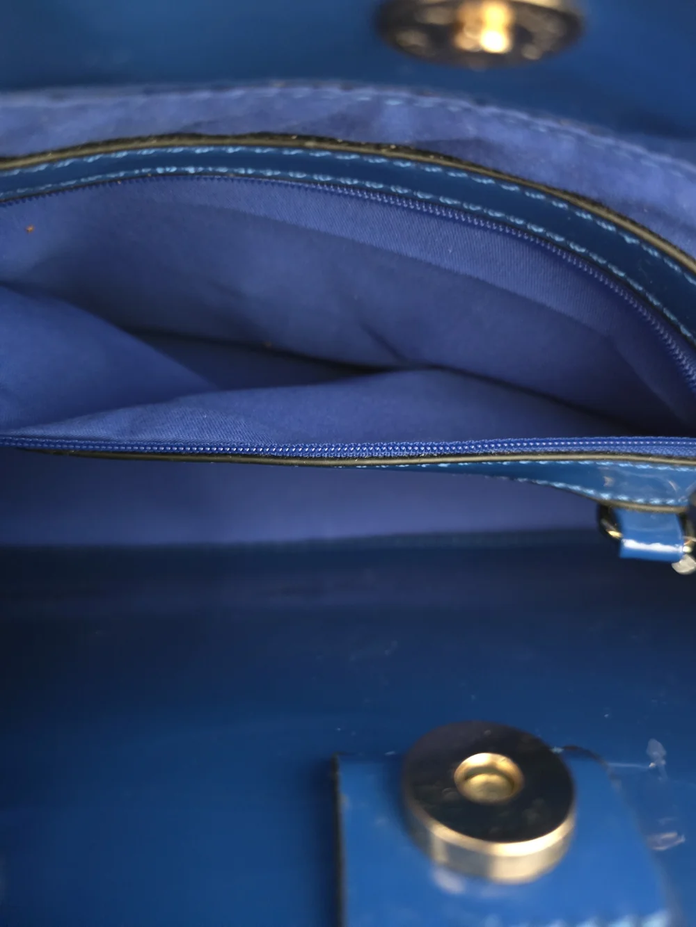 Blue Patent Quilted Satchel with 'QUEEN' Crystal Detail - Picture 3 of 6